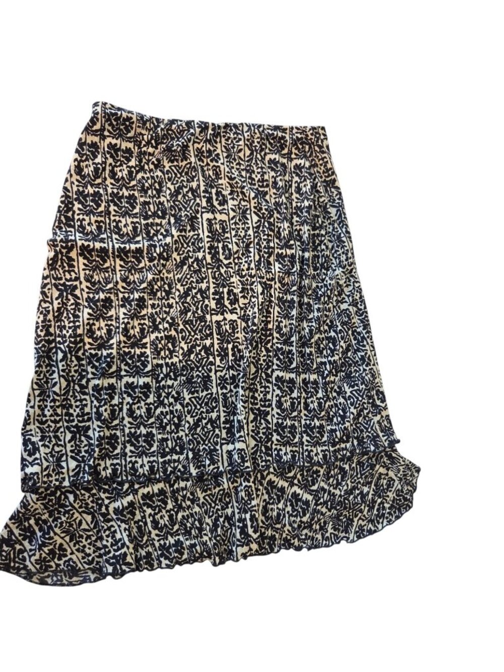 Kia Collection Womens L 12 14 Black Ivory Ruffle Skirt Y2K Boho Whimsigoth Midi